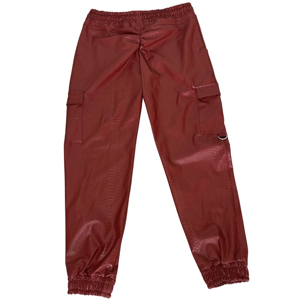 Bombshell Sportswear Red Faux Leather Jogger Track Pants - Picture 3 of 11